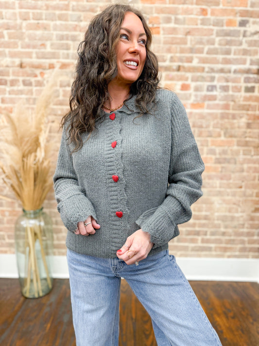 Nova Heart Cardigan-Grey