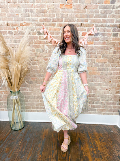 Emmie Mixed Florals Midi Dress