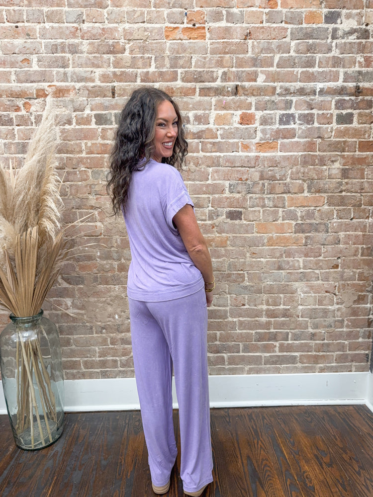 Riley Washed Ribbed Set-Lavender