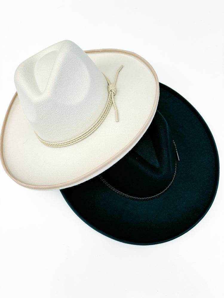 Wide Brim Felt Hat-Cream