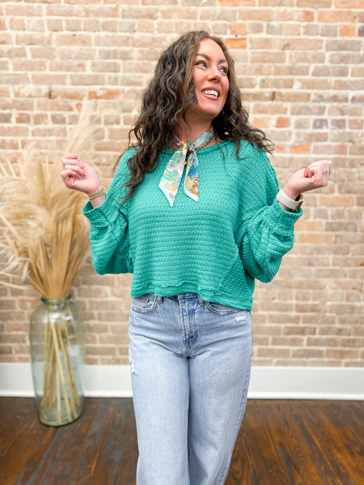 Willow Waffle Top-Seafoam