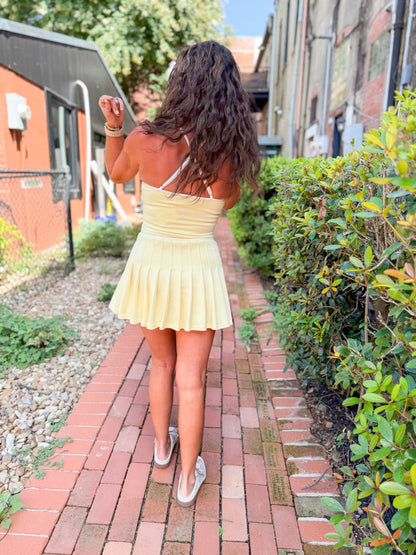 Kensie Pleated Active Dress-Lemon