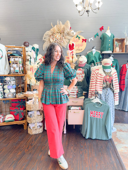 Joy Plaid Zipper Top