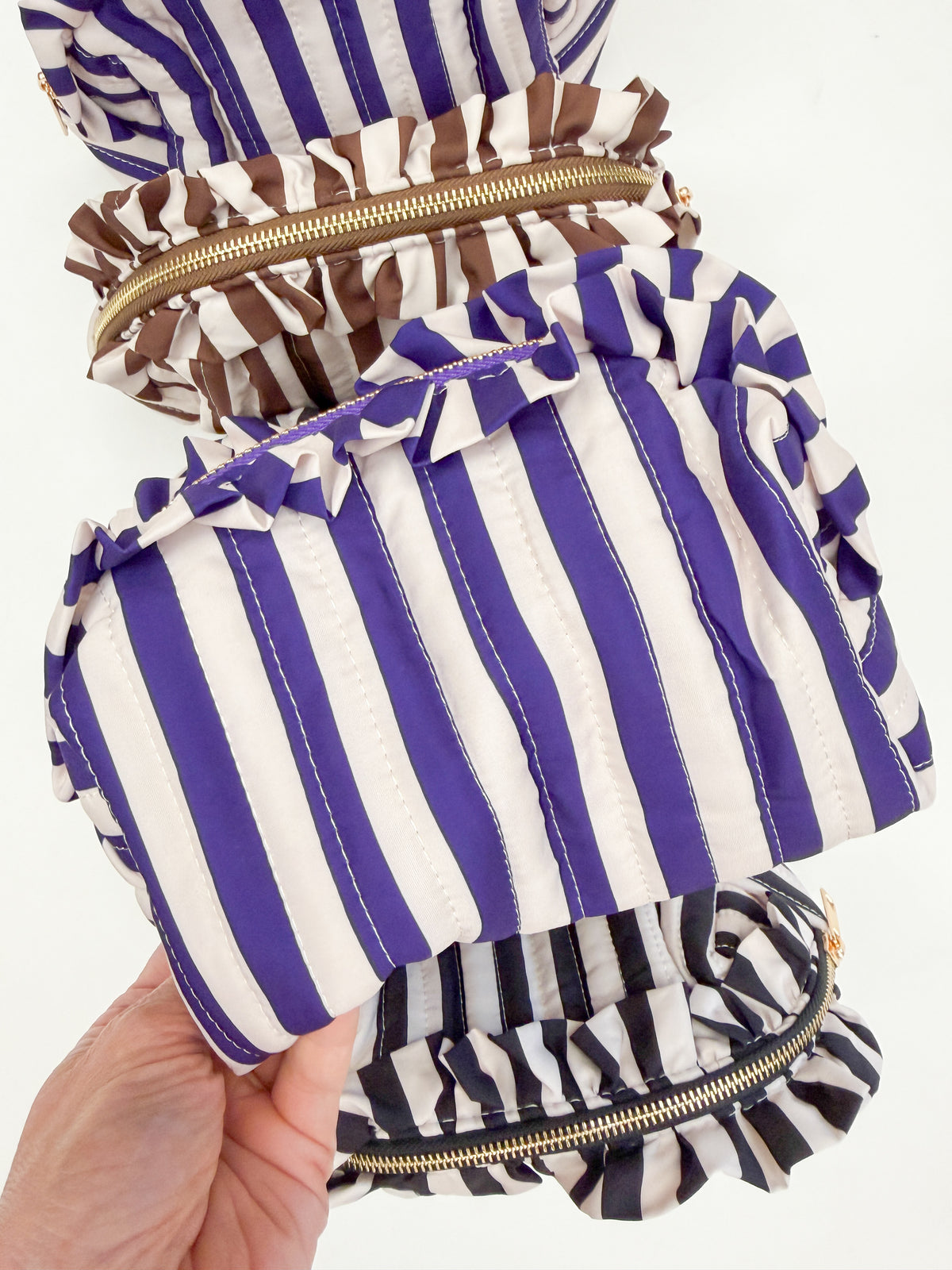 Striped Ruffle Pouch
