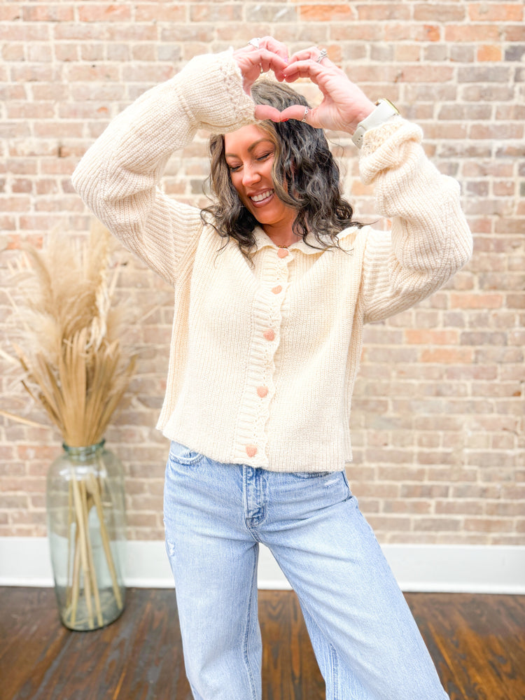 Nova Heart Cardigan-Cream