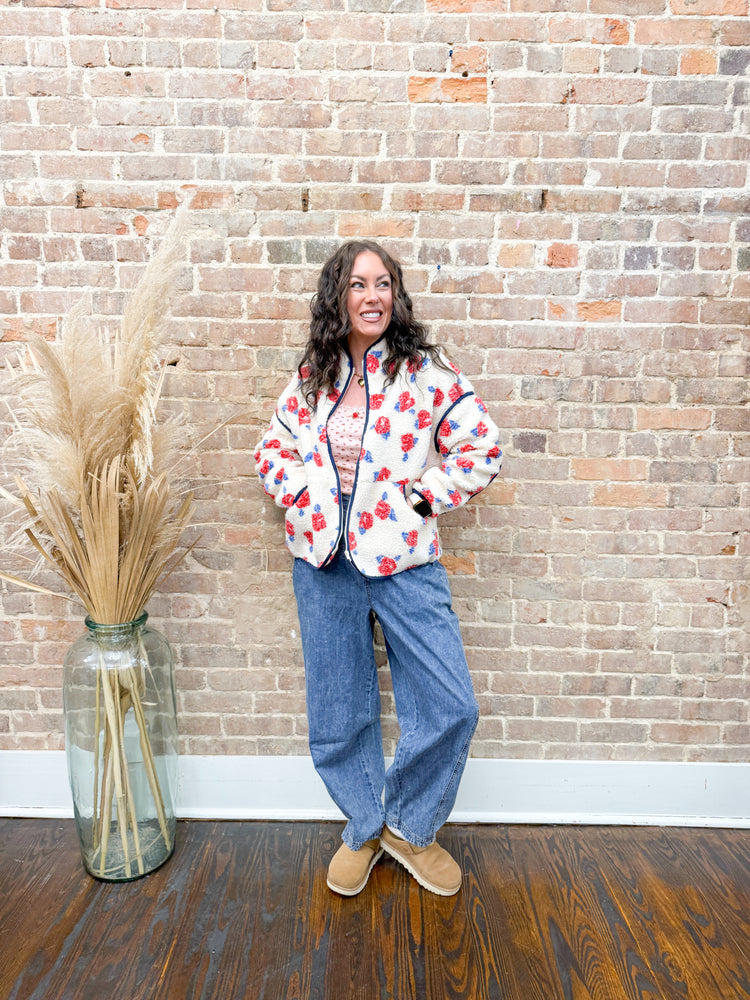 Everlynn Sherpa Jacket-Red