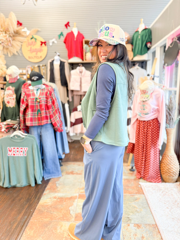 Jamie Fleece Vest-Sage