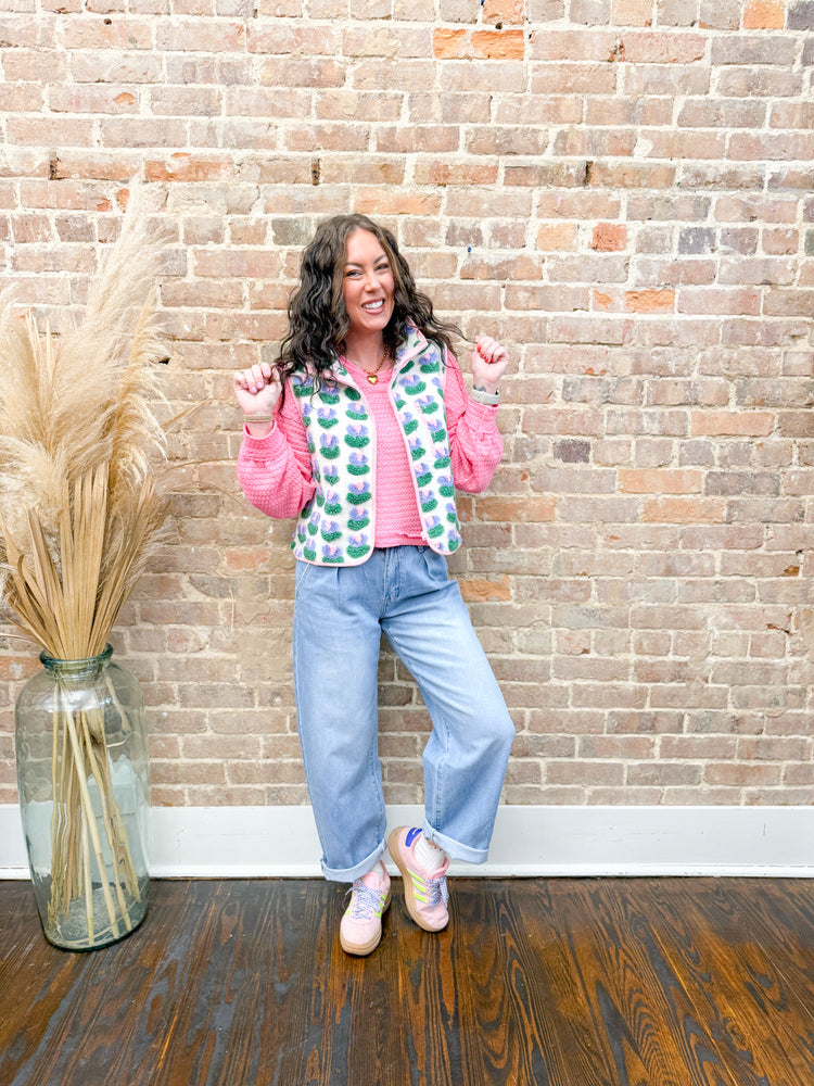 Brinley Textured Vest-Cream Tulip