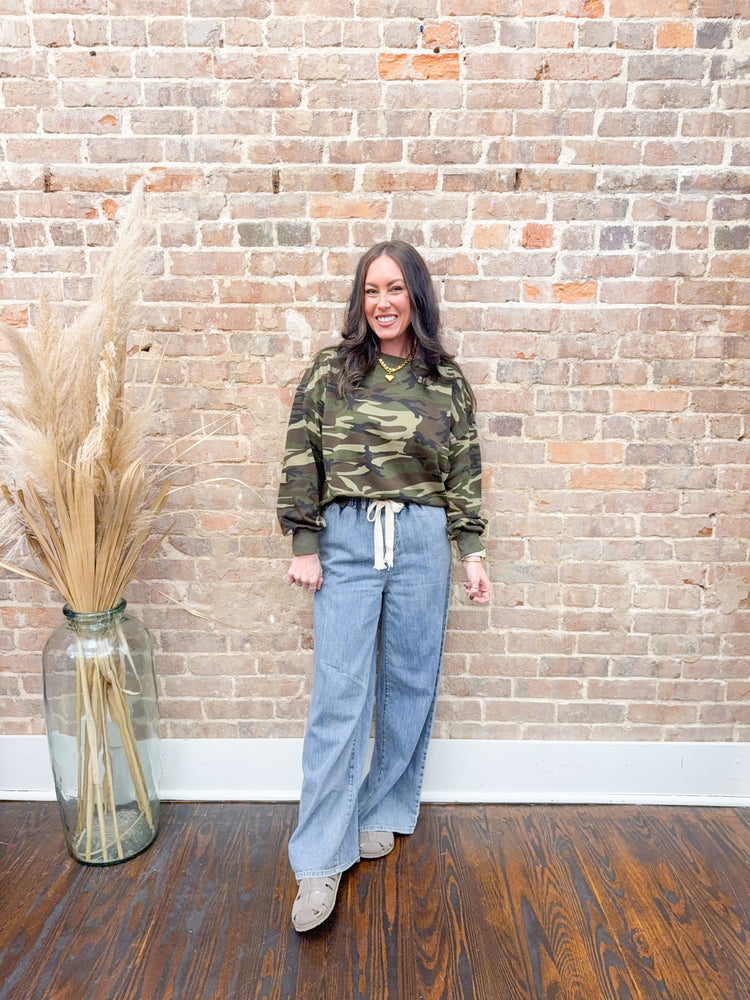 Lynlee Printed Sweatshirt-Camo