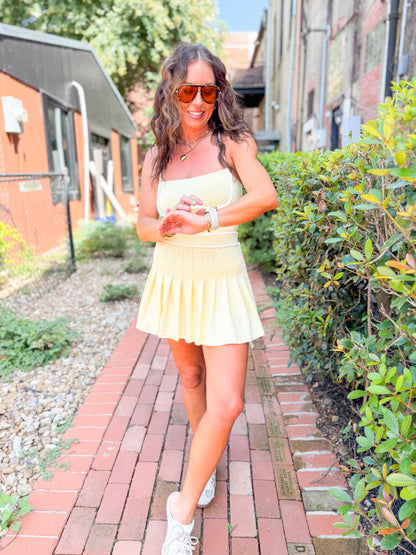 Kensie Pleated Active Dress-Lemon