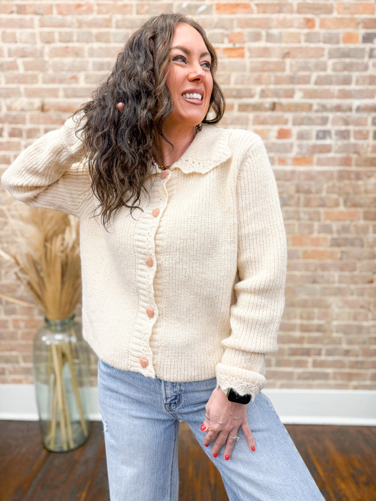Nova Heart Cardigan-Cream