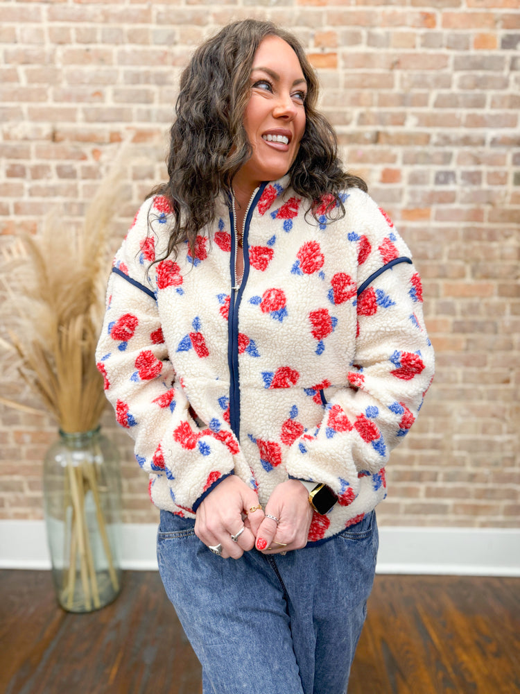 Everlynn Sherpa Jacket-Red