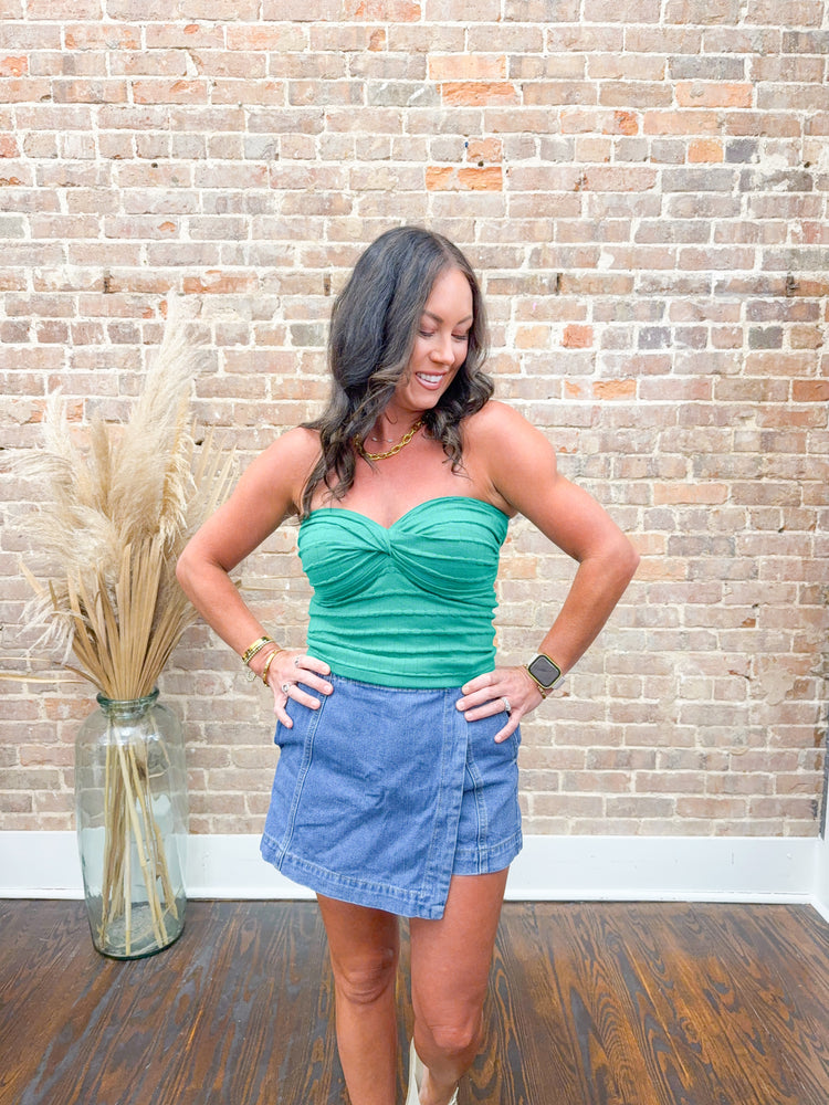 Laura Sweater Tube Top-Green