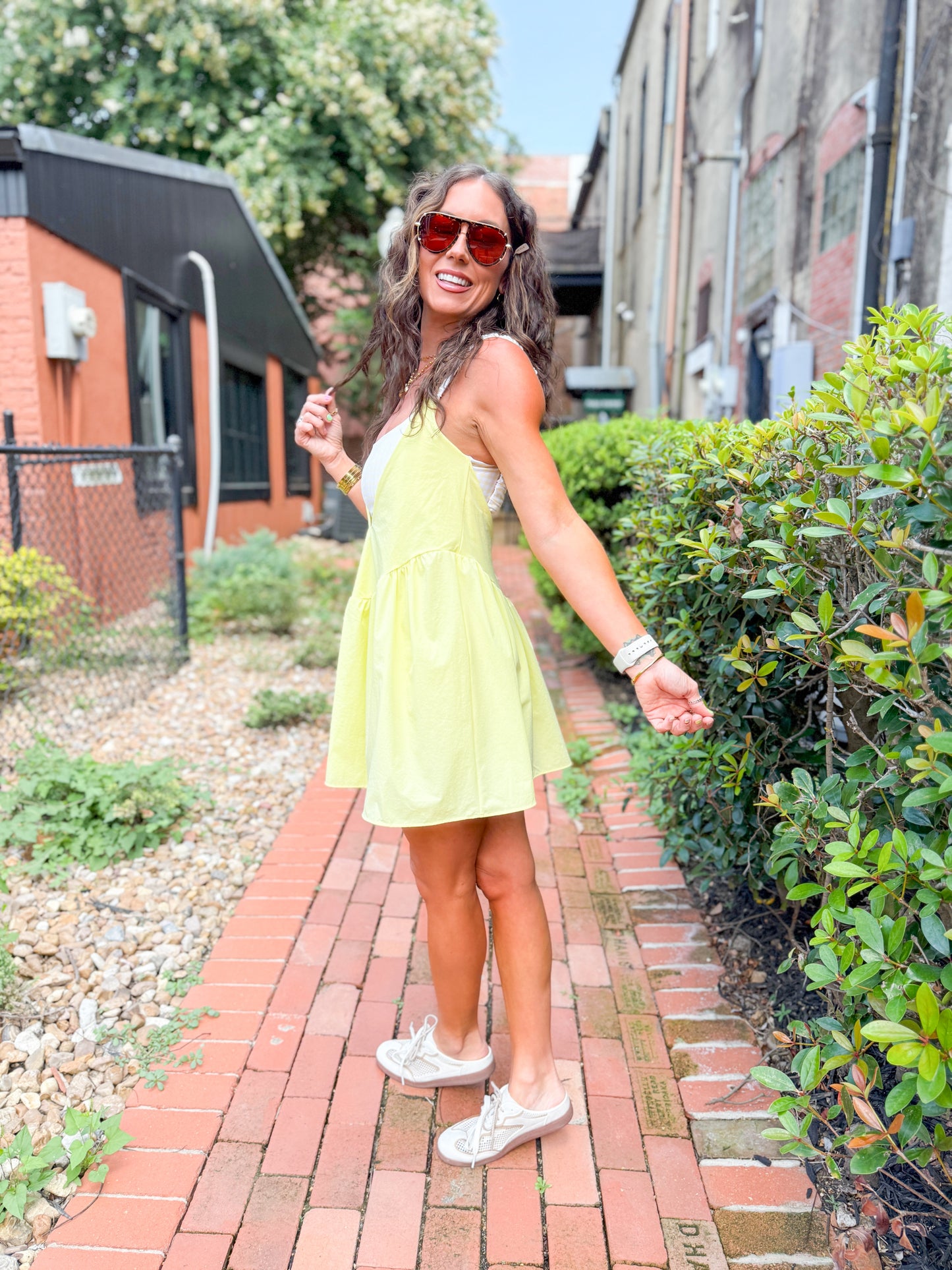 Ginny Gingham Sporty Dress-Yellow