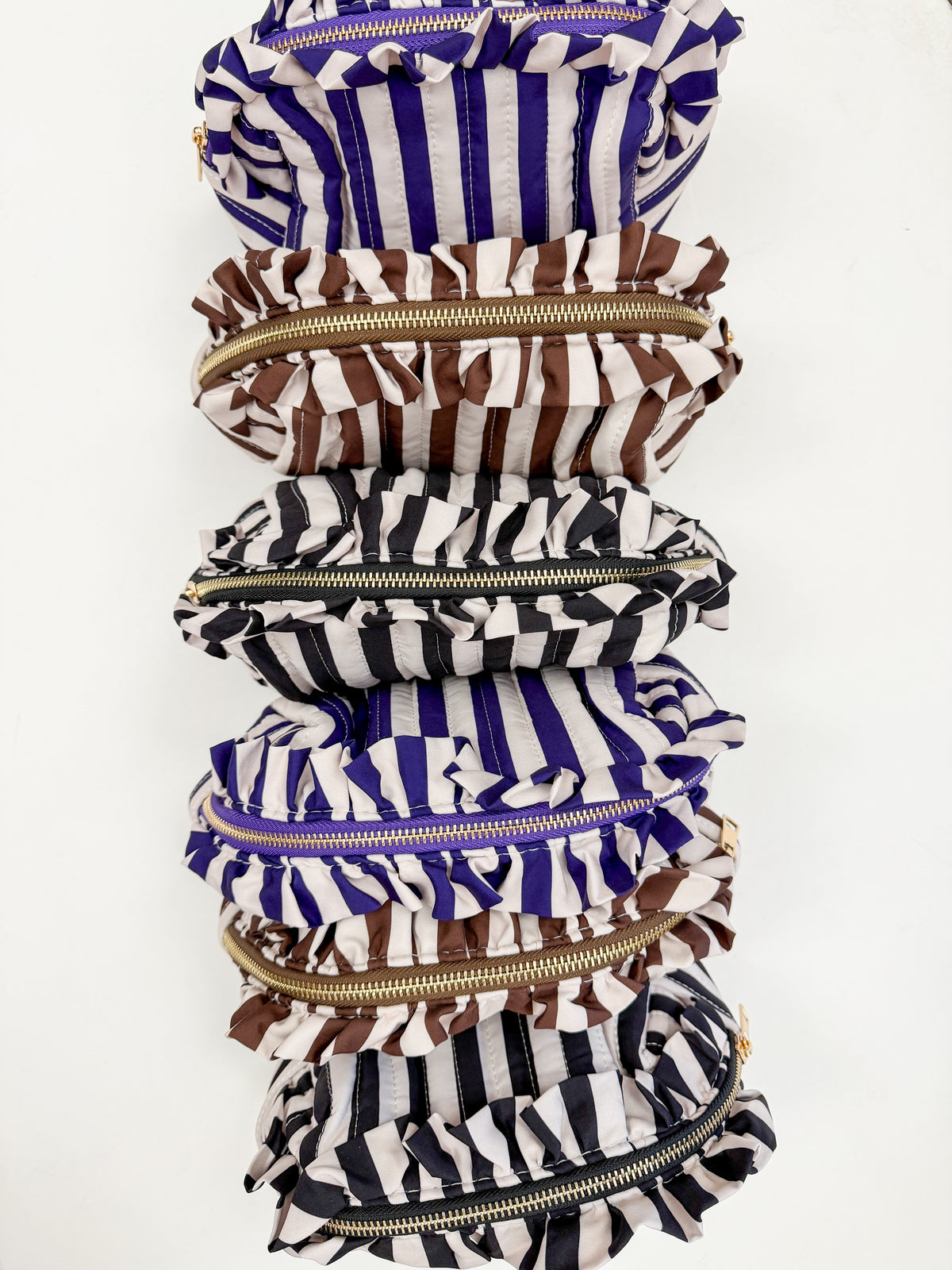 Striped Ruffle Pouch