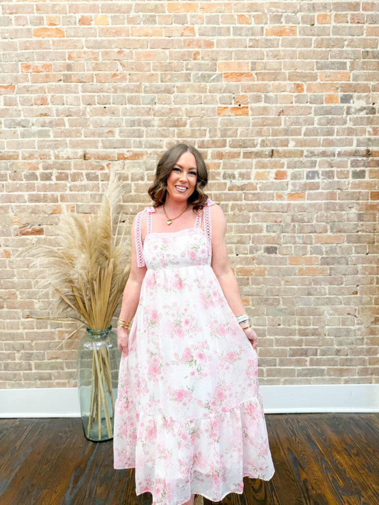 Olivia Floral Maxi Dress-Pink