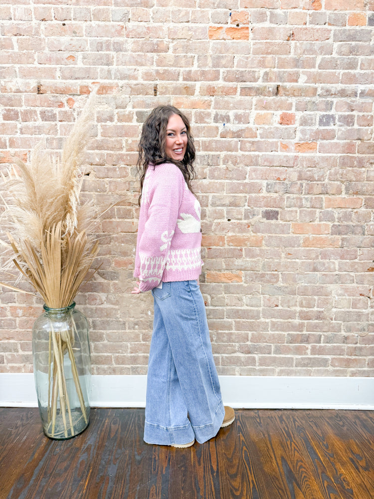 Raegan Swan Cardigan-Pink