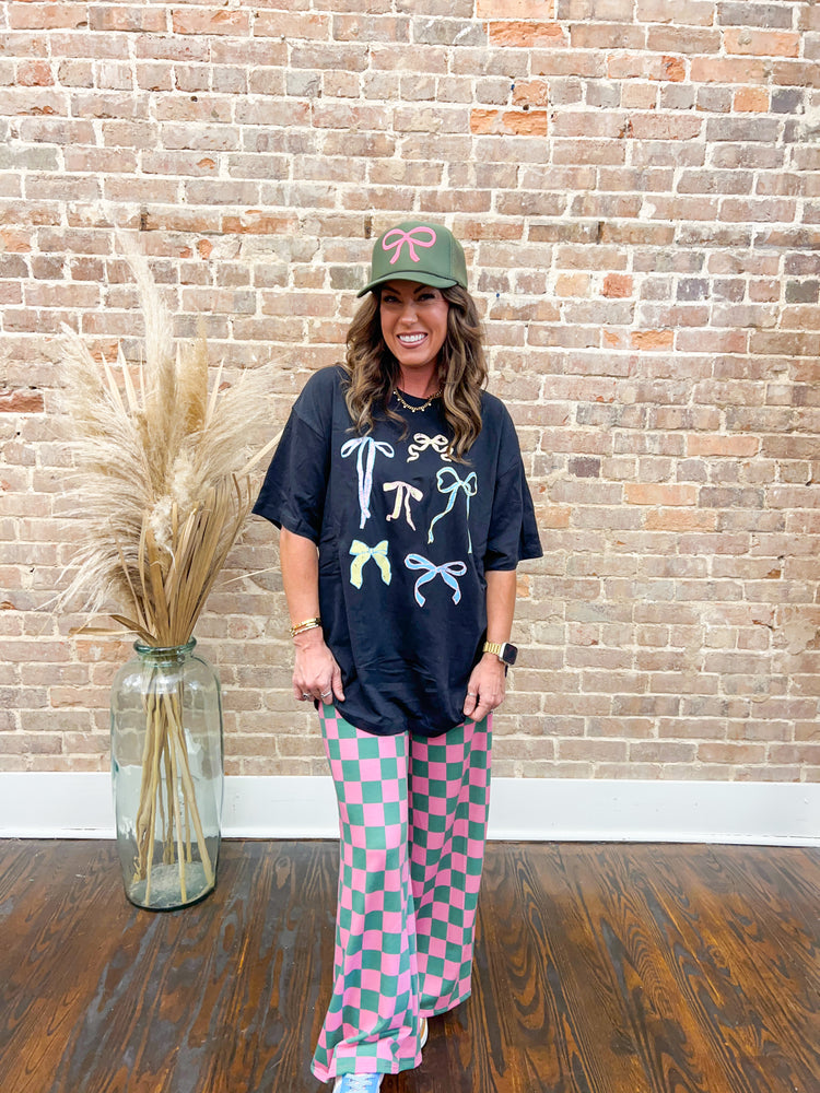 Devyn Checkered Pants-Pink/Green