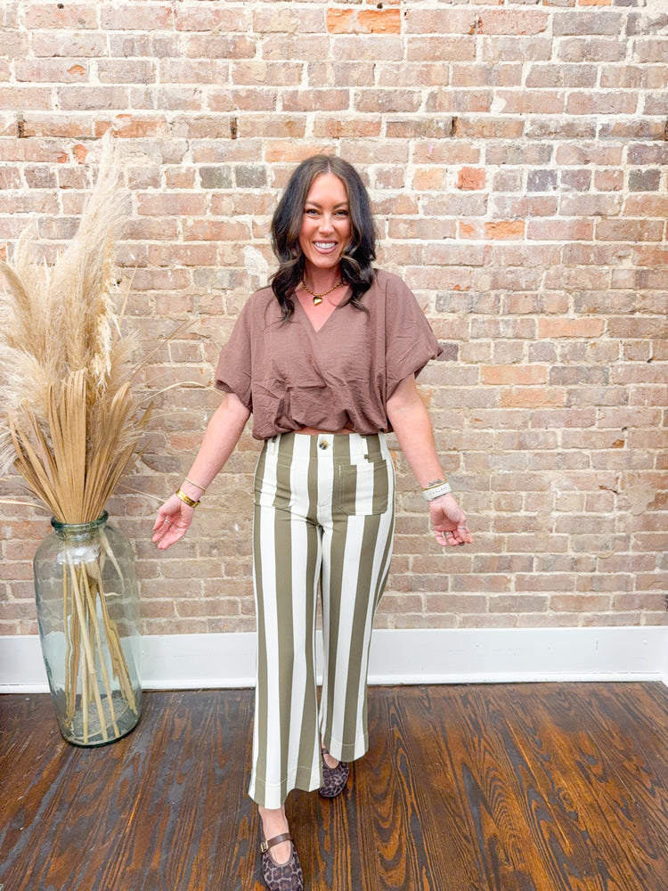 Polly Cropped Bubble Top-Espresso