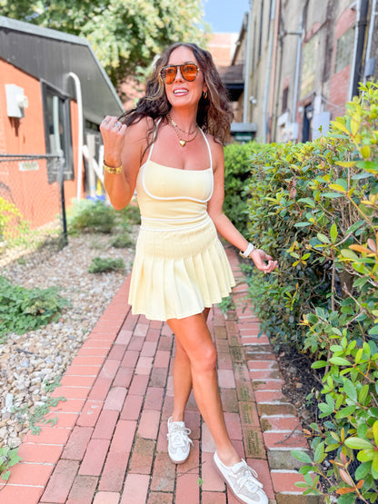 Kensie Pleated Active Dress-Lemon