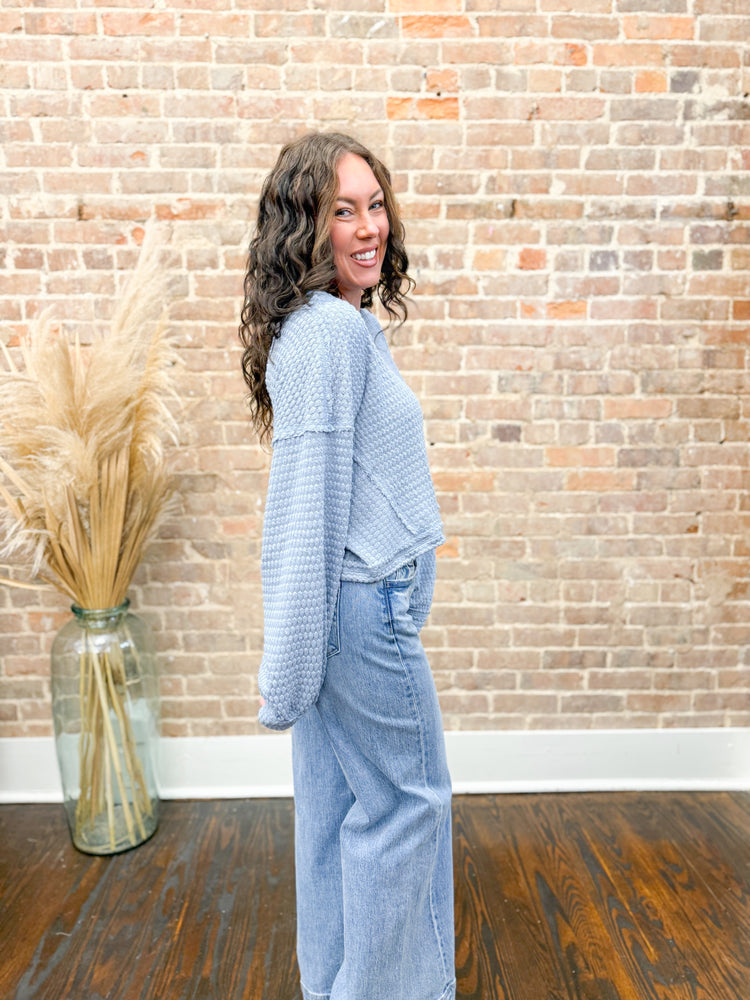 Willow Waffle Top-Blue