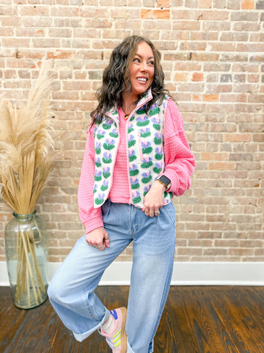 Brinley Textured Vest-Cream Tulip