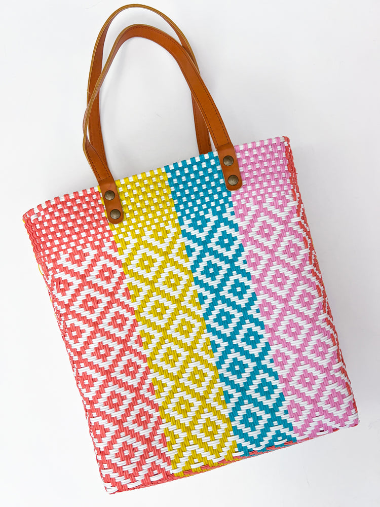 Gentry Weaved Tote-Coral