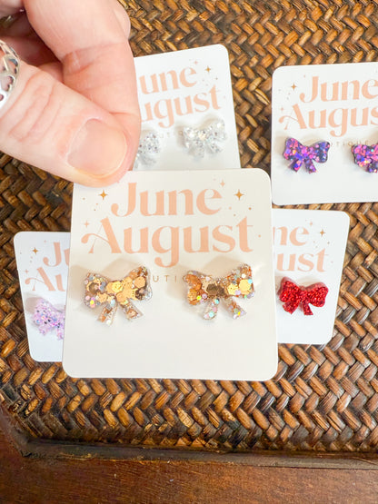 Claire Glitter Bow Studs