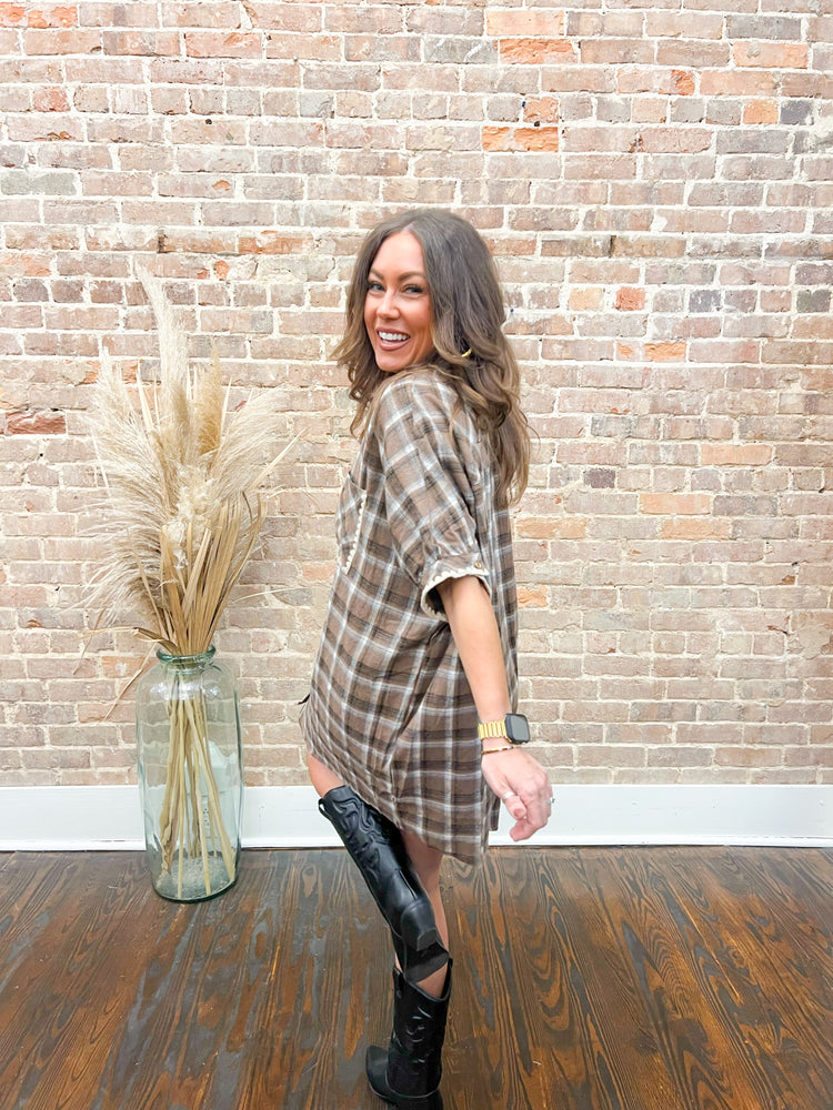 Stella Flannel Dress-Mocha