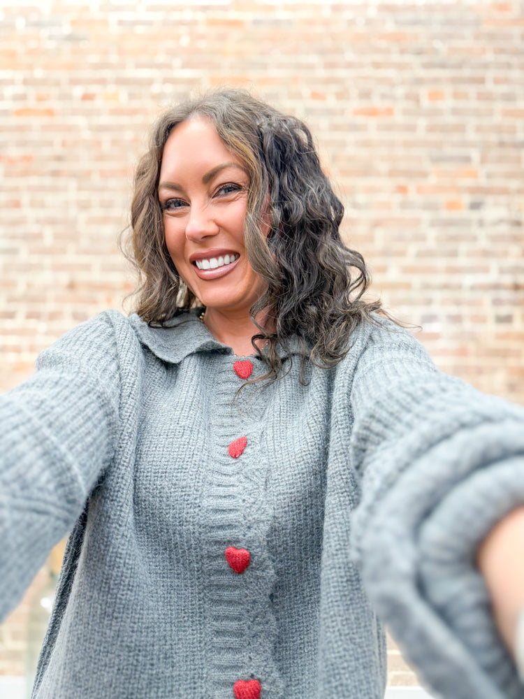 Nova Heart Cardigan-Grey