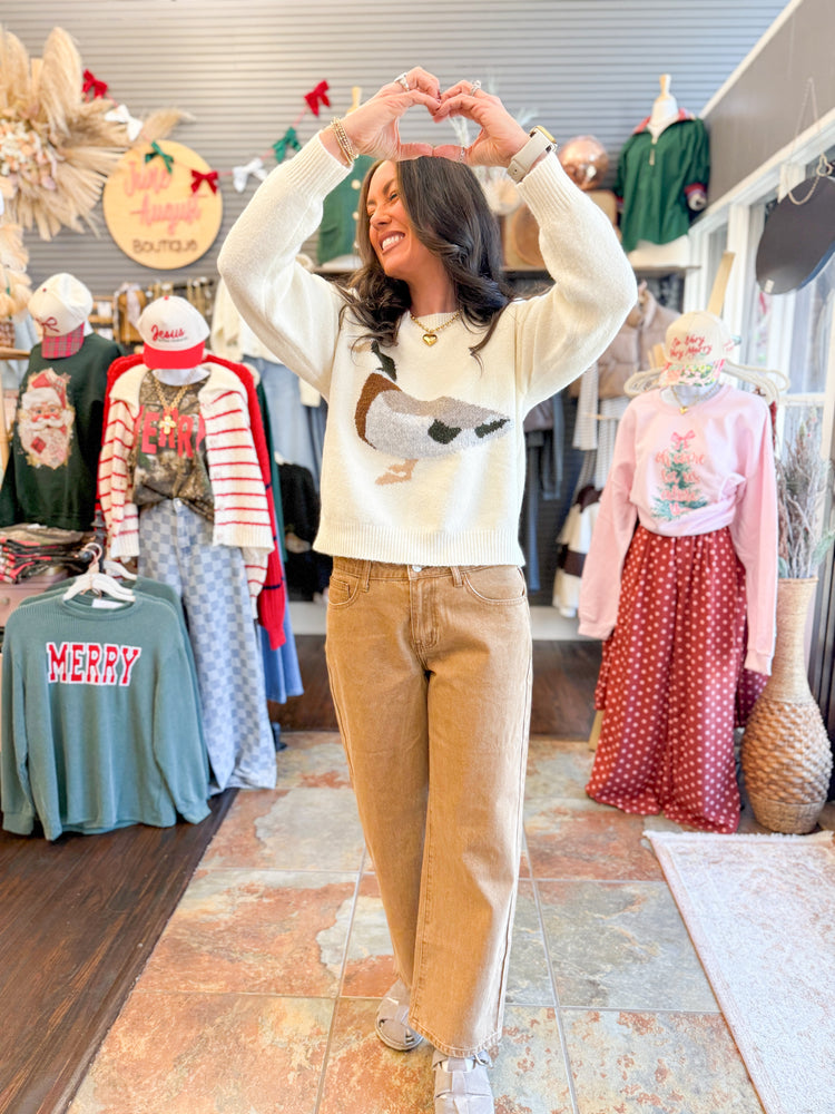 Mallard Duck Sweater-Ivory