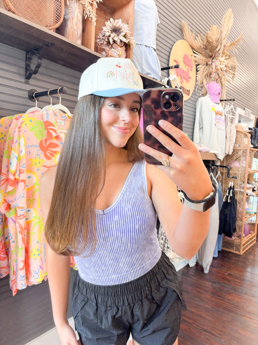 Sophia Washed Seamless Tank-Blue