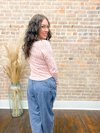 Everlee Printed top-Blush