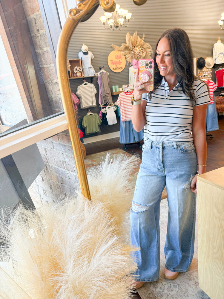 Henderson Distressed Wide Leg Jeans