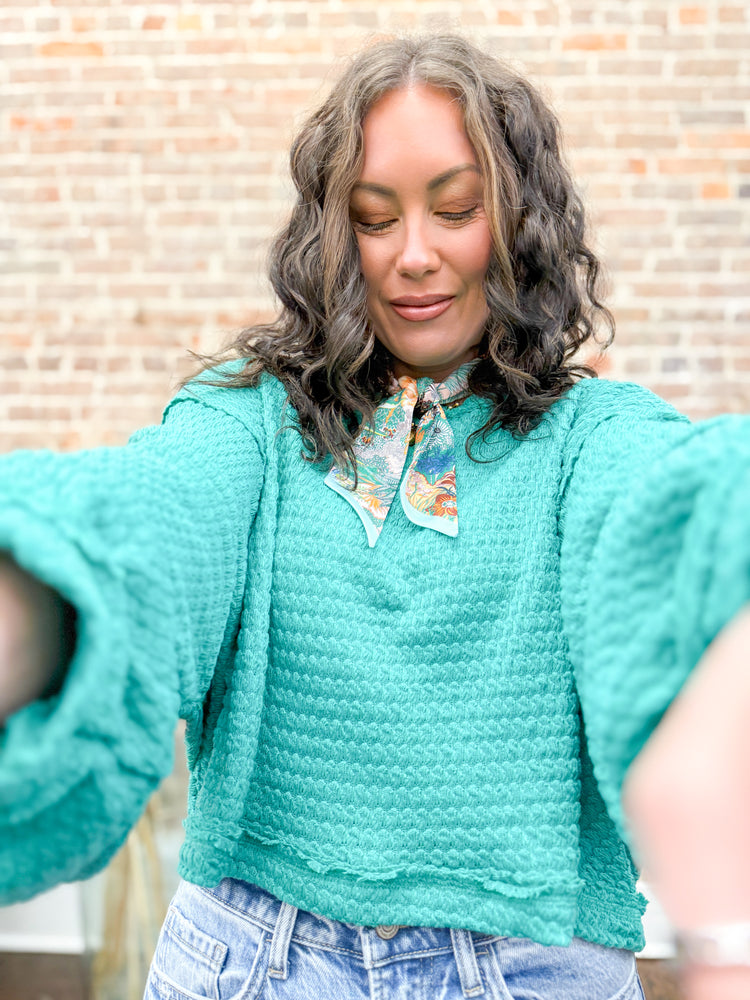 Willow Waffle Top-Seafoam