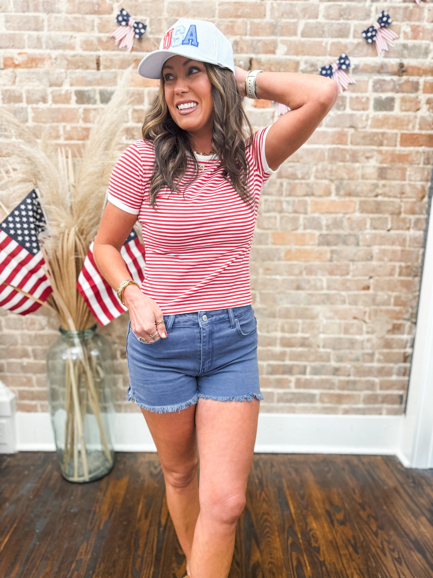 Rachel Striped Top- Red