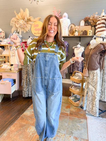 Lucy Striped Sweater Top-Olive