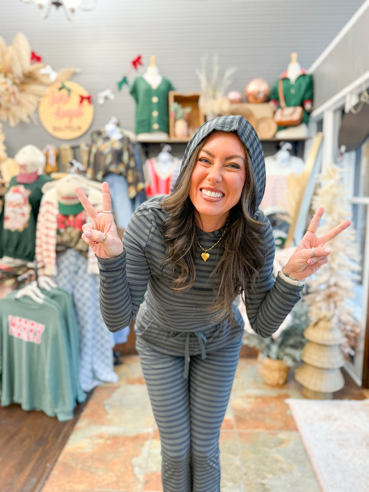 Sage Striped Set-Navy/Olive