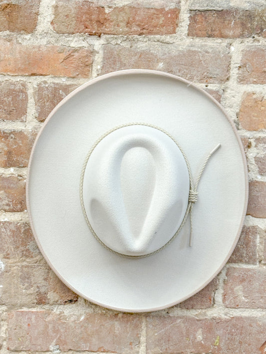 Wide Brim Felt Hat-Cream