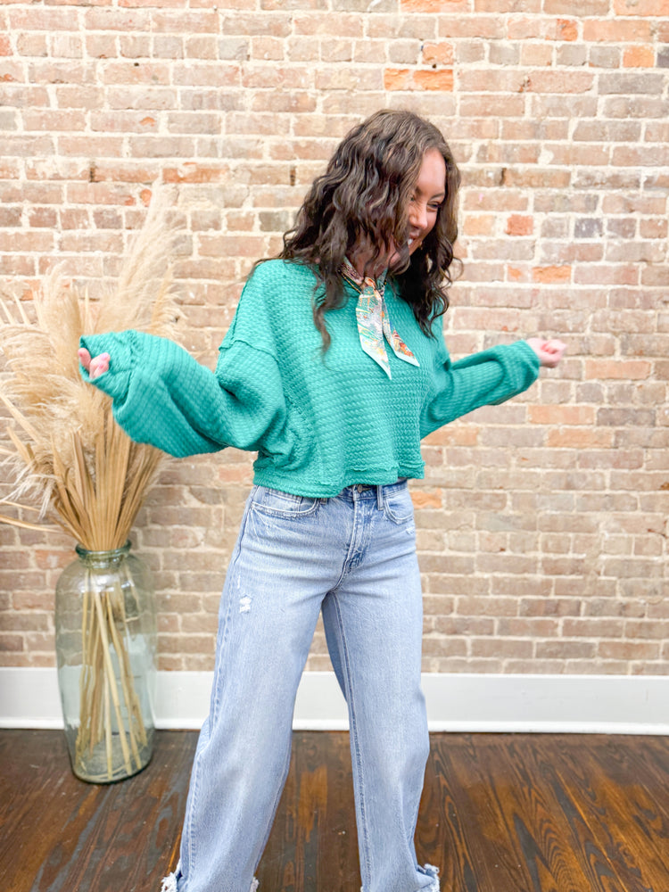 Willow Waffle Top-Seafoam