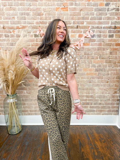 Justine Polka Dot Sweater-Taupe