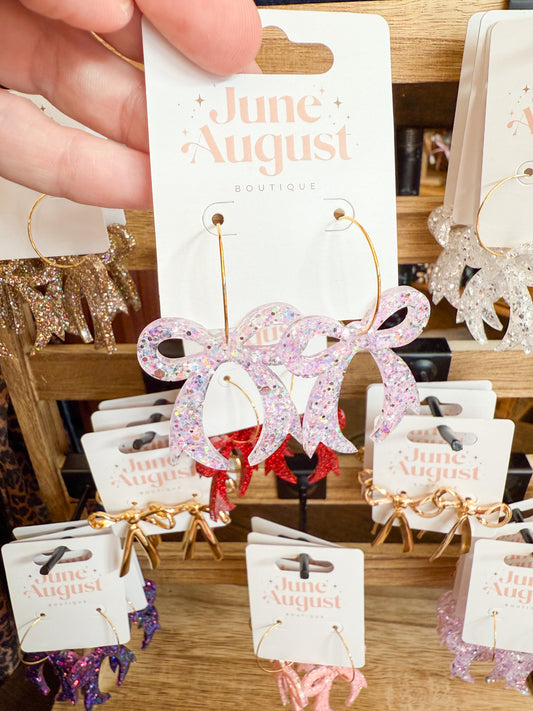 Claire Lavender Bow Dangle Earrings