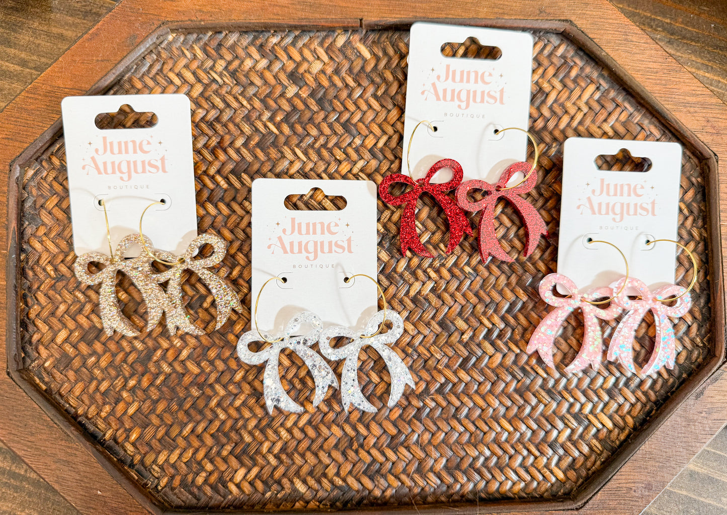 Claire Red Bow Dangle Earrings