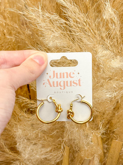 Non-Tarnish Knot Hoop Earrings