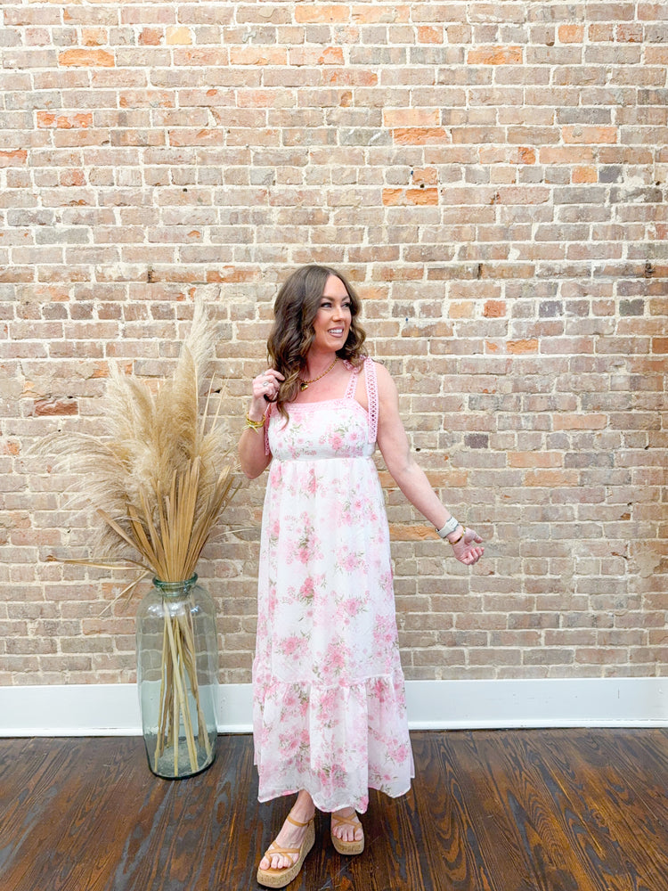 Olivia Floral Maxi Dress-Pink