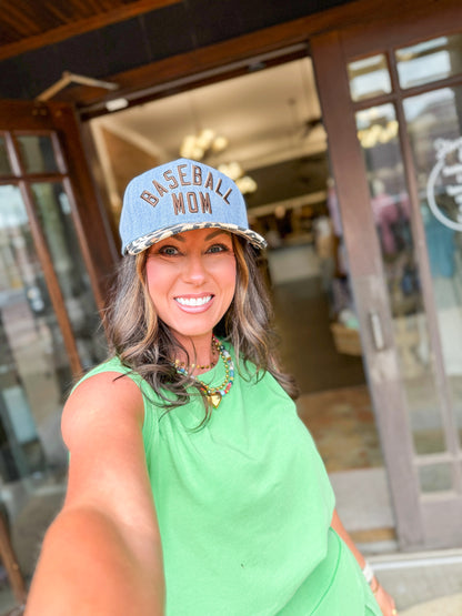 Baseball Mom Leopard Hat