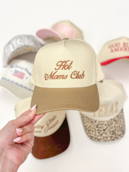 Hot Moms Club Trucker Hat-Beige