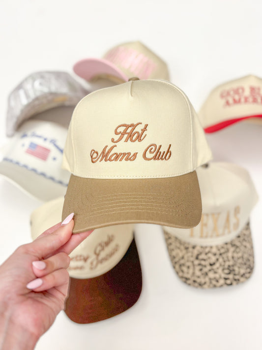 Hot Moms Club Trucker Hat-Beige