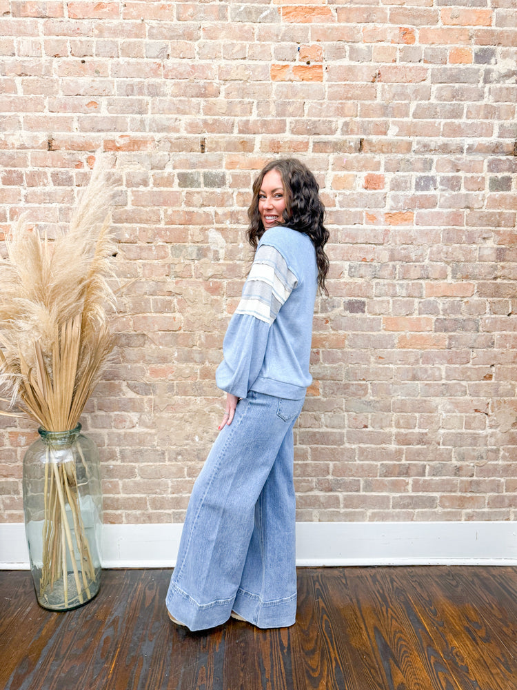 Evelyn Colorblock Top-Blue