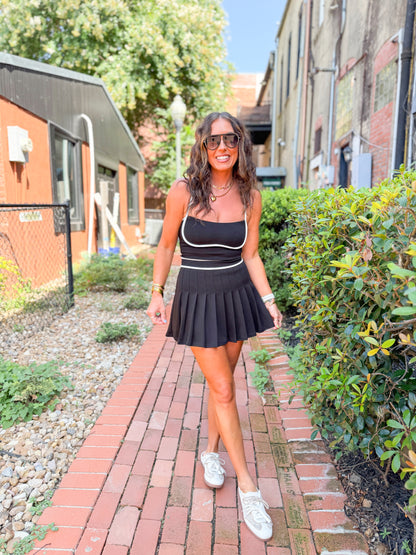 Kensie Pleated Active Dress-Black